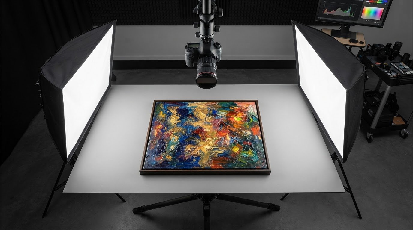 Avoiding Glare When Scanning Artwork with Even Lighting