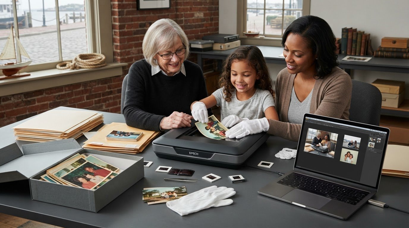 Digitize Old Family Photos in Newburyport With Local Scanning